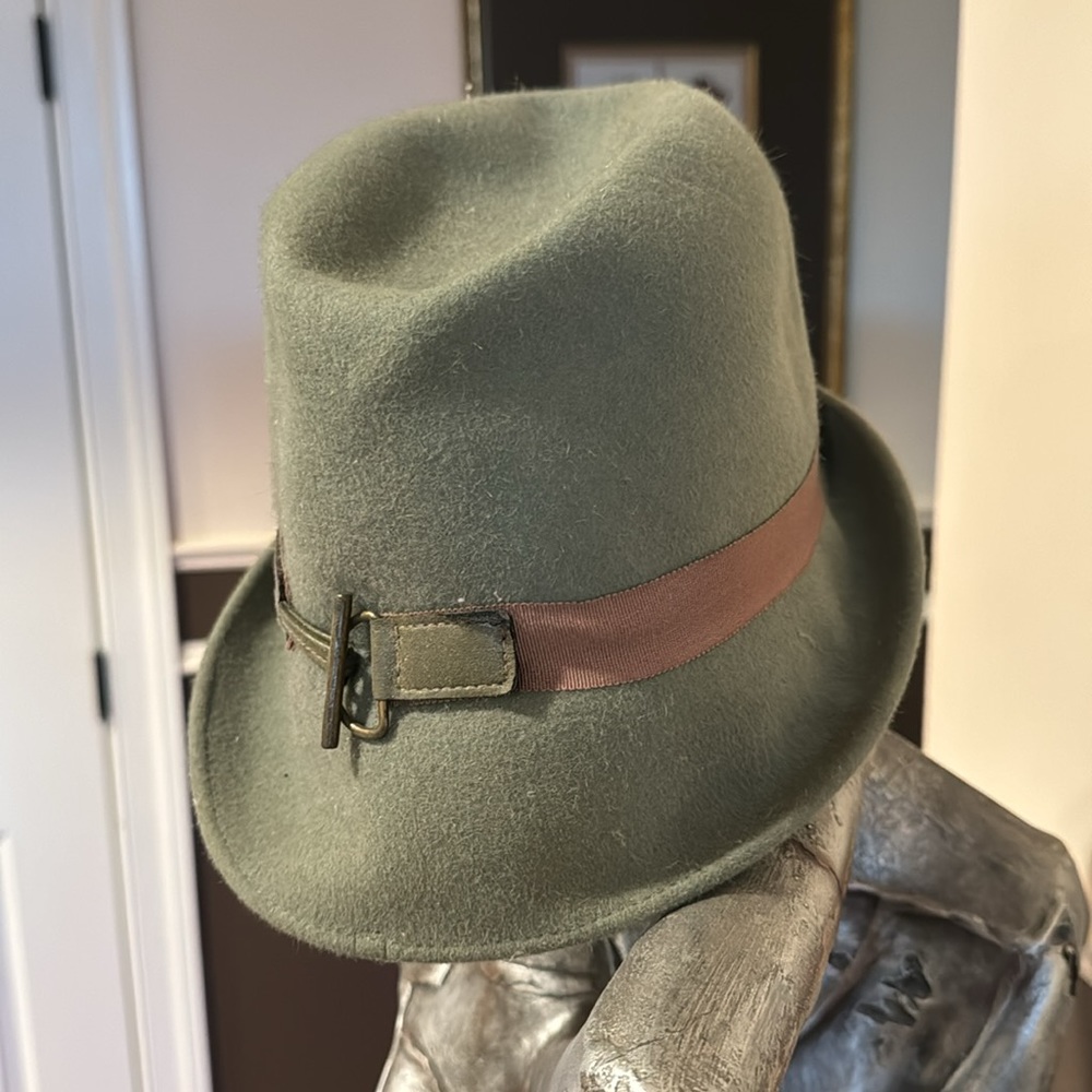 Barbara Feinman Olive Green Felted Grand Film, Grand Film Noir Style Felted Hat View 4